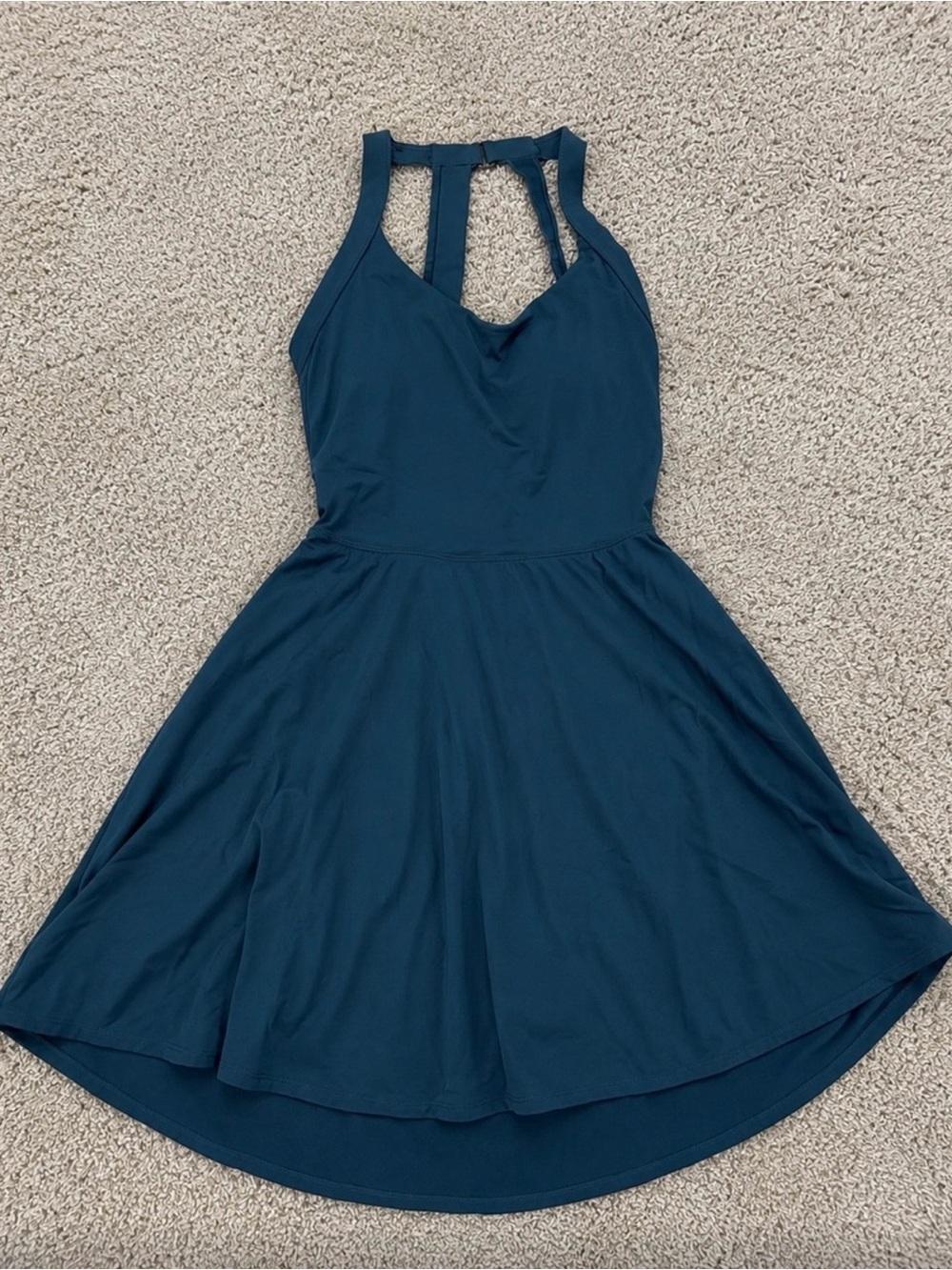 HALARA Teal Blue Strappy Fit-and-Flare Mini Dress